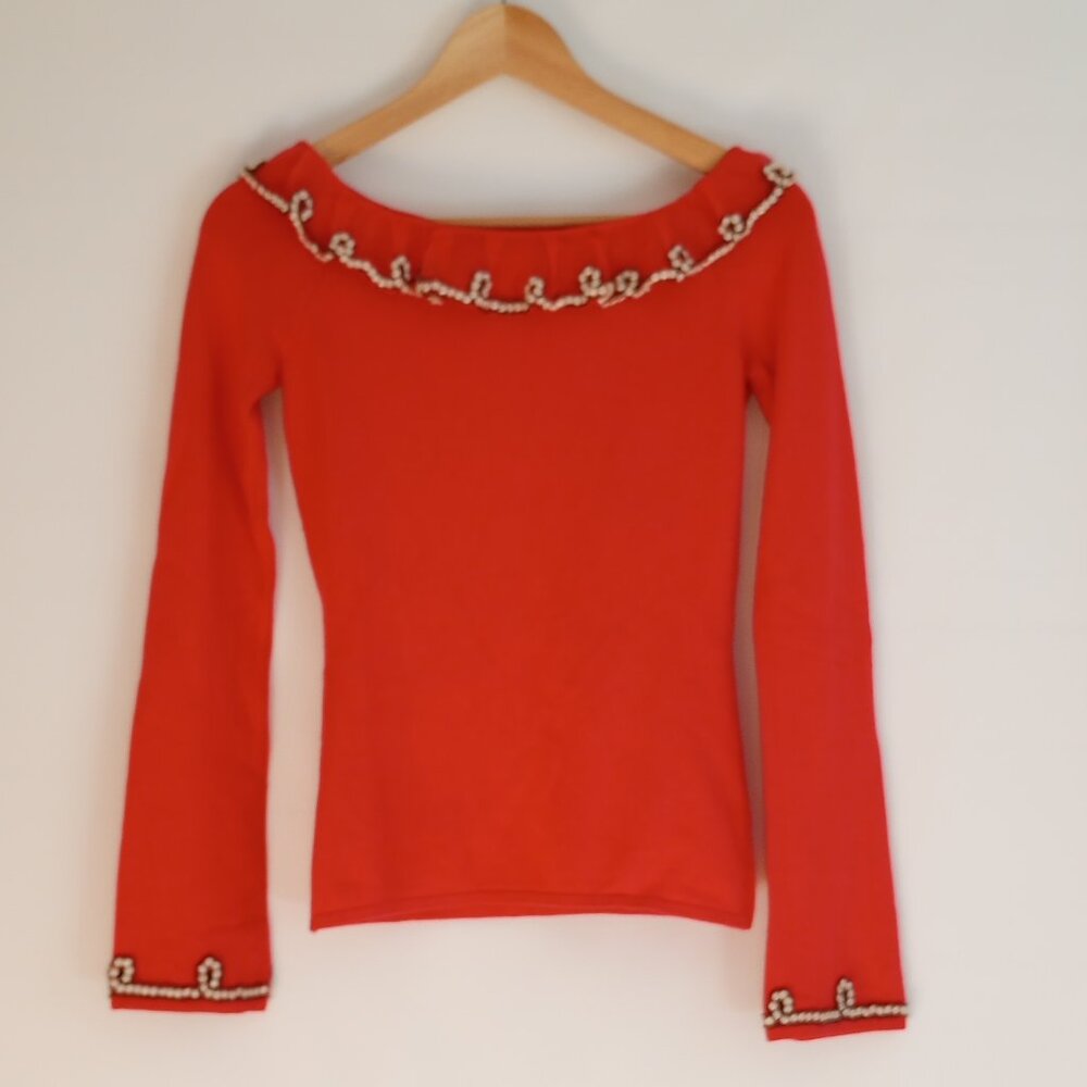 Beautiful MODA INTERNATIONAL silk pink pearl long sleeve shirt XXS